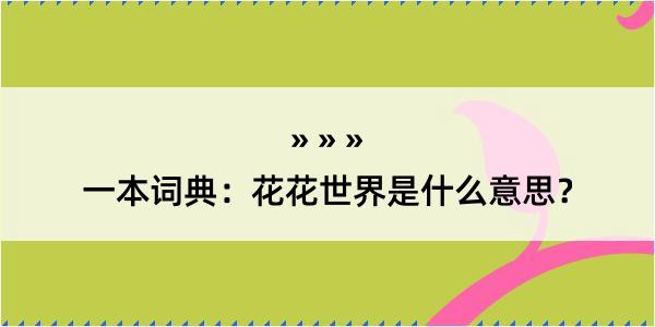 一本词典：花花世界是什么意思？