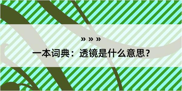 一本词典：透镜是什么意思？