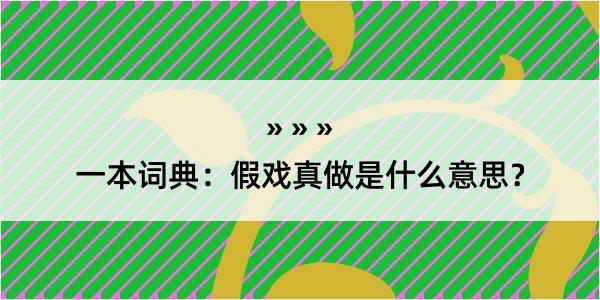 一本词典：假戏真做是什么意思？