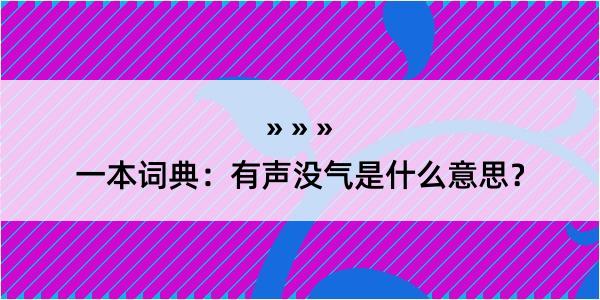 一本词典：有声没气是什么意思？