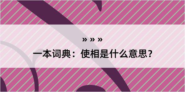 一本词典：使相是什么意思？