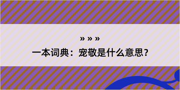 一本词典：宠敬是什么意思？