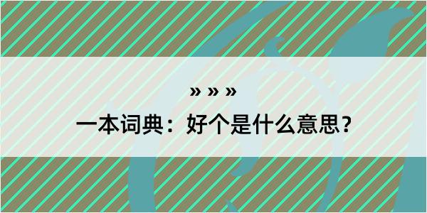 一本词典：好个是什么意思？