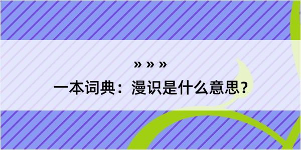 一本词典：漫识是什么意思？