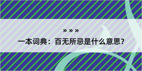 一本词典：百无所忌是什么意思？