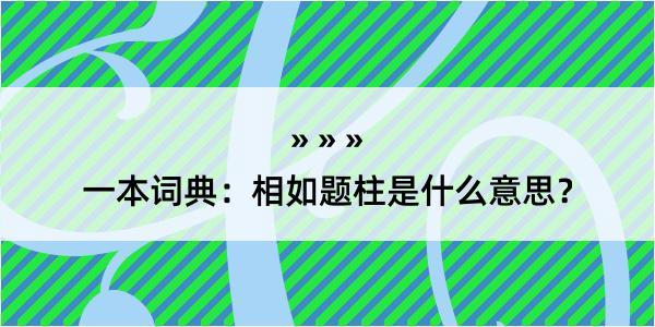 一本词典：相如题柱是什么意思？