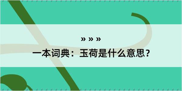 一本词典：玉荷是什么意思？