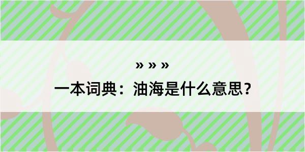 一本词典：油海是什么意思？