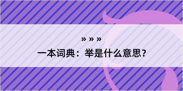 一本词典：举是什么意思？