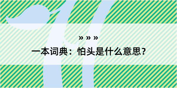 一本词典：怕头是什么意思？