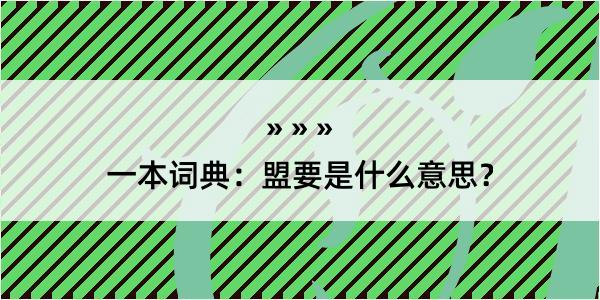 一本词典：盟要是什么意思？