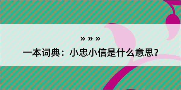 一本词典：小忠小信是什么意思？