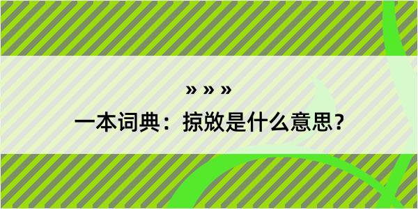 一本词典：掠敚是什么意思？