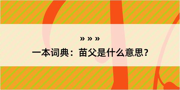 一本词典：苗父是什么意思？