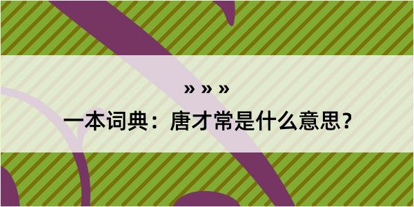 一本词典：唐才常是什么意思？