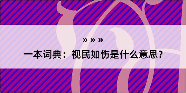 一本词典：视民如伤是什么意思？