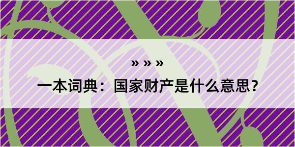 一本词典：国家财产是什么意思？