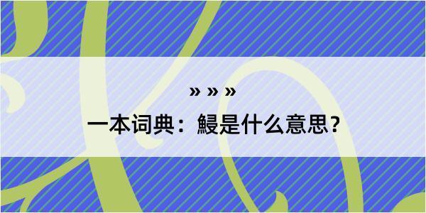 一本词典：鮼是什么意思？