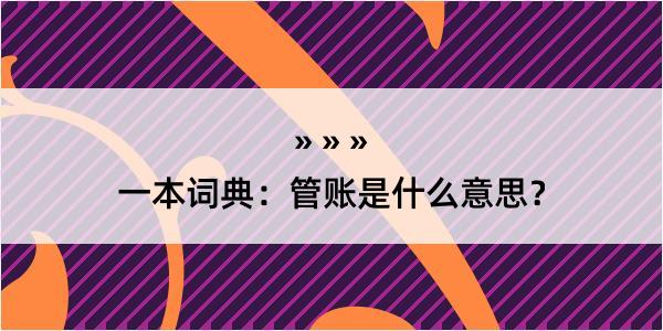 一本词典：管账是什么意思？