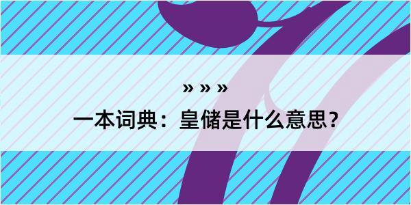 一本词典：皇储是什么意思？