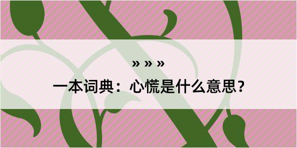 一本词典：心慌是什么意思？