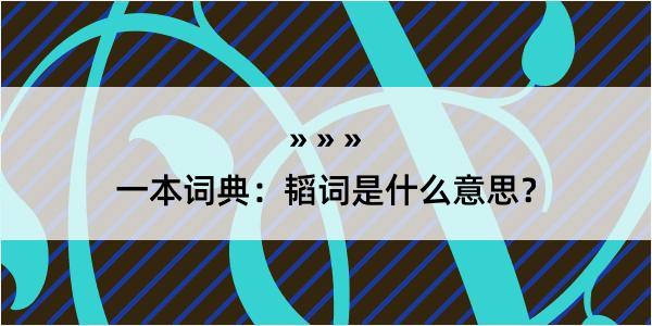 一本词典：韬词是什么意思？