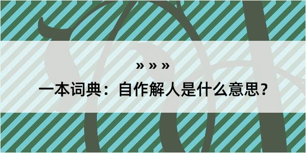 一本词典：自作解人是什么意思？