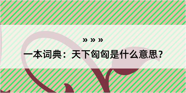 一本词典：天下匈匈是什么意思？