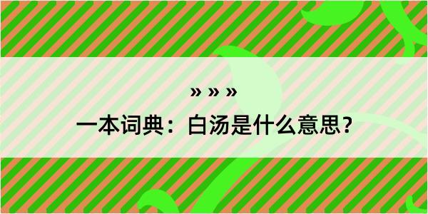 一本词典：白汤是什么意思？