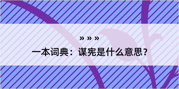 一本词典：谋宪是什么意思？