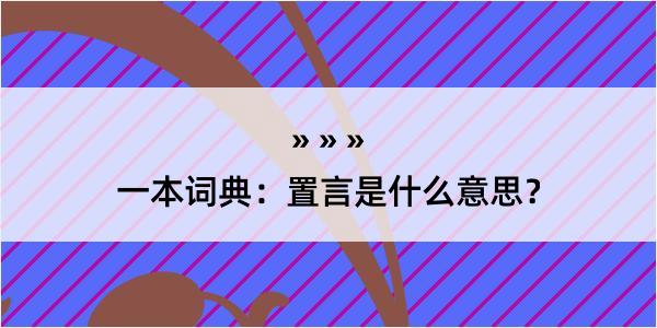 一本词典：置言是什么意思？