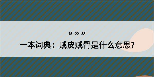 一本词典：贼皮贼骨是什么意思？