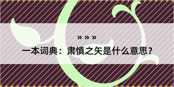 一本词典：肃慎之矢是什么意思？