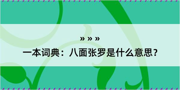 一本词典：八面张罗是什么意思？