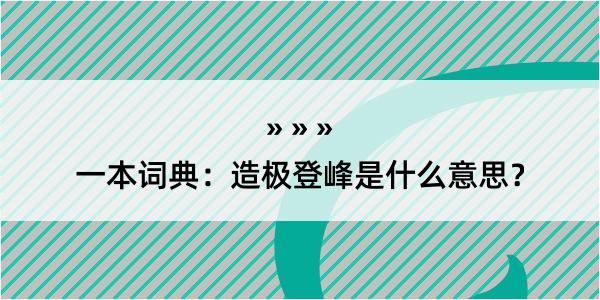 一本词典：造极登峰是什么意思？