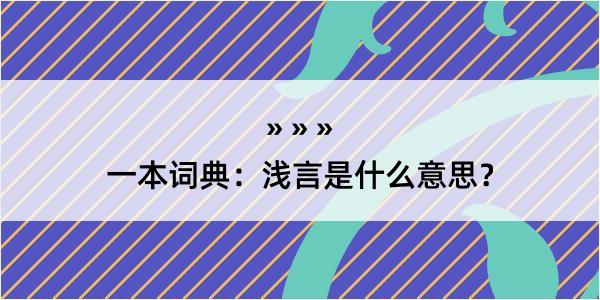 一本词典：浅言是什么意思？