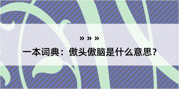 一本词典：傲头傲脑是什么意思？