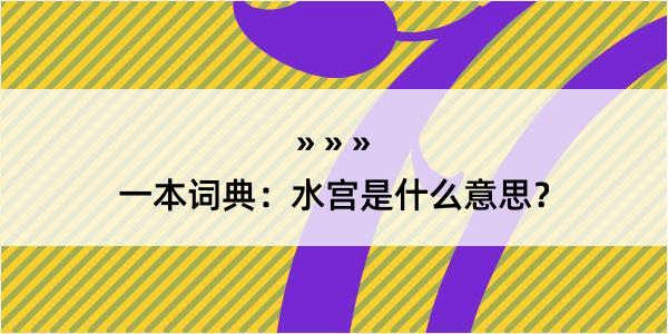 一本词典：水宫是什么意思？