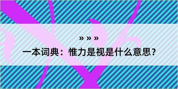 一本词典：惟力是视是什么意思？