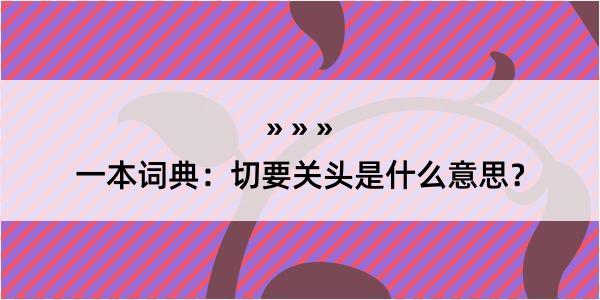 一本词典：切要关头是什么意思？