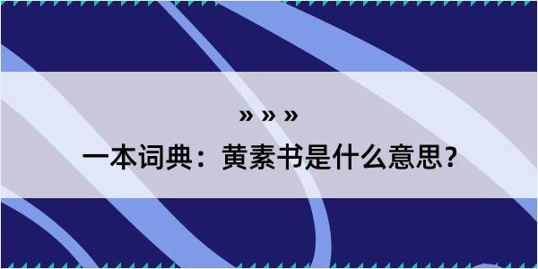 一本词典：黄素书是什么意思？