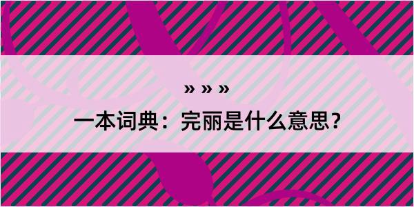 一本词典：完丽是什么意思？