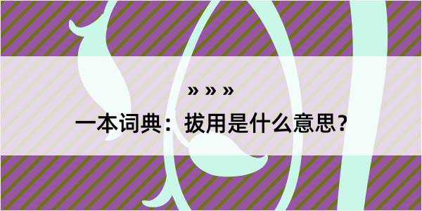 一本词典：拔用是什么意思？