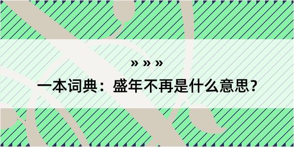 一本词典：盛年不再是什么意思？