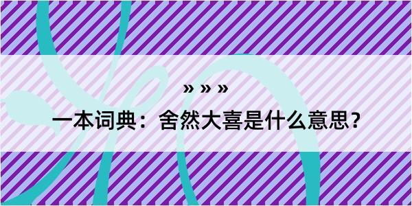 一本词典：舍然大喜是什么意思？