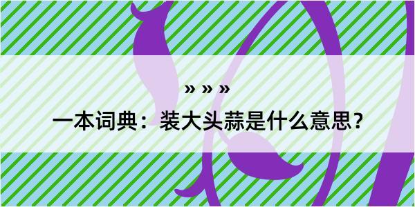 一本词典：装大头蒜是什么意思？