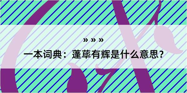 一本词典：蓬荜有辉是什么意思？