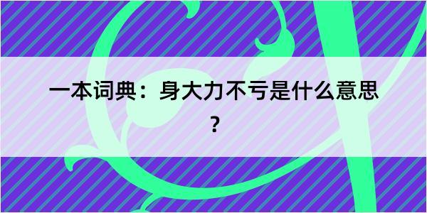 一本词典：身大力不亏是什么意思？