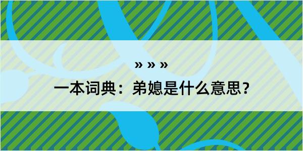 一本词典：弟媳是什么意思？