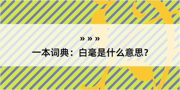 一本词典：白毫是什么意思？